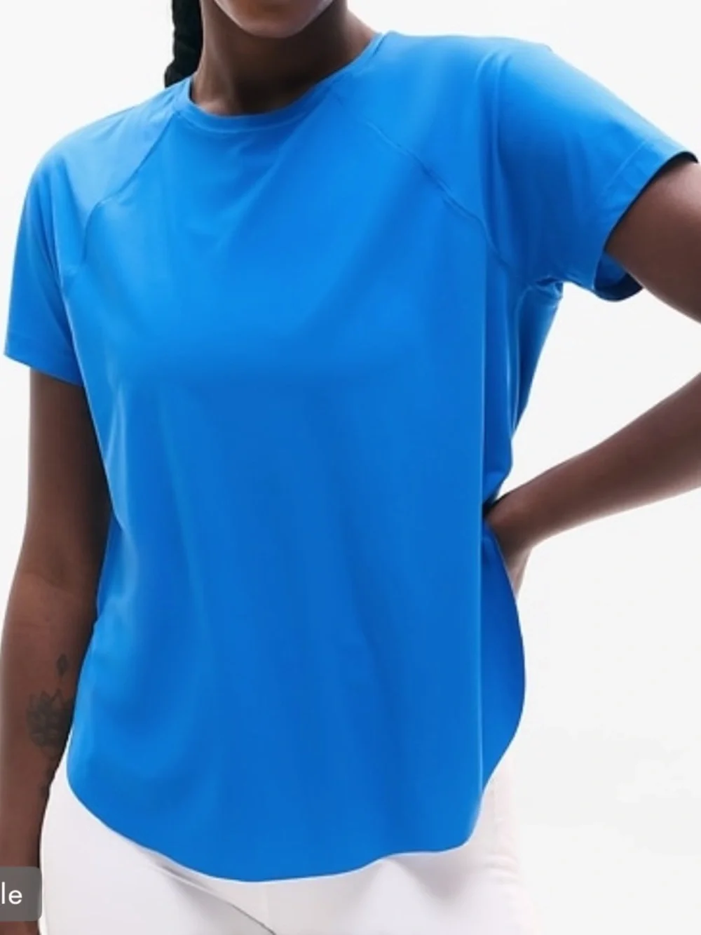 Athleta Bright  Blue mesh Tee - Picture 3 of 6